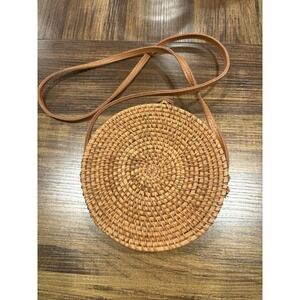 Cute Round Wicker Rattan Urban outfitters Crossbody Purse Bag Woven Natural Boho